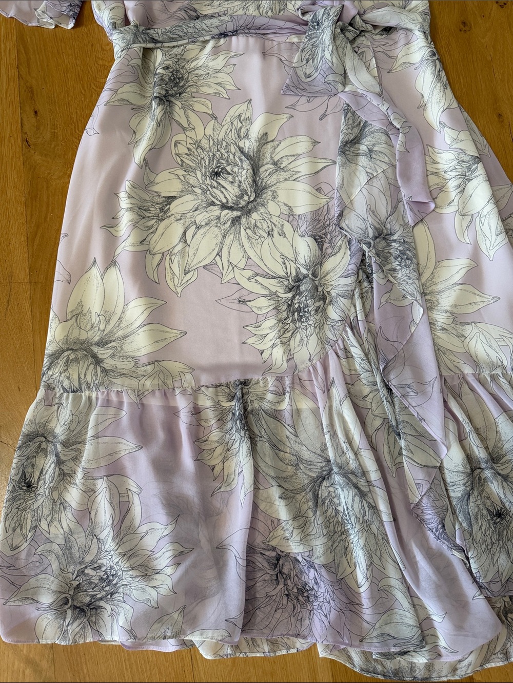 Calvin Klein Lavender Floral Wrap Midi Dress - Picture 8 of 10